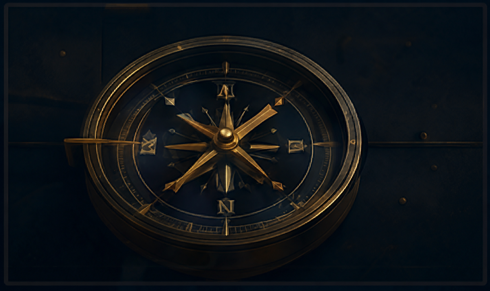 A brass compass pointing toward a chosen direction